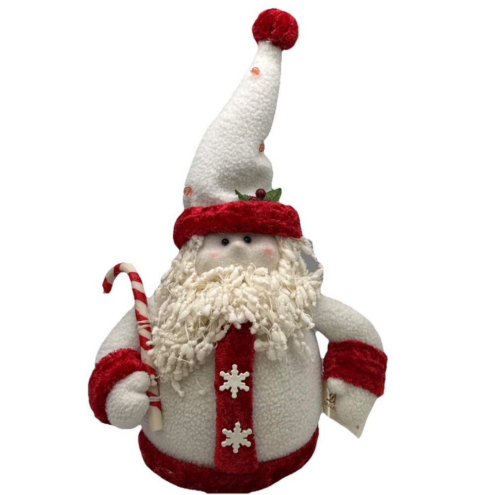Santa Claus 13" Stuffed Plush White Candy Cane DAN DEE Collectors Choice Vtg